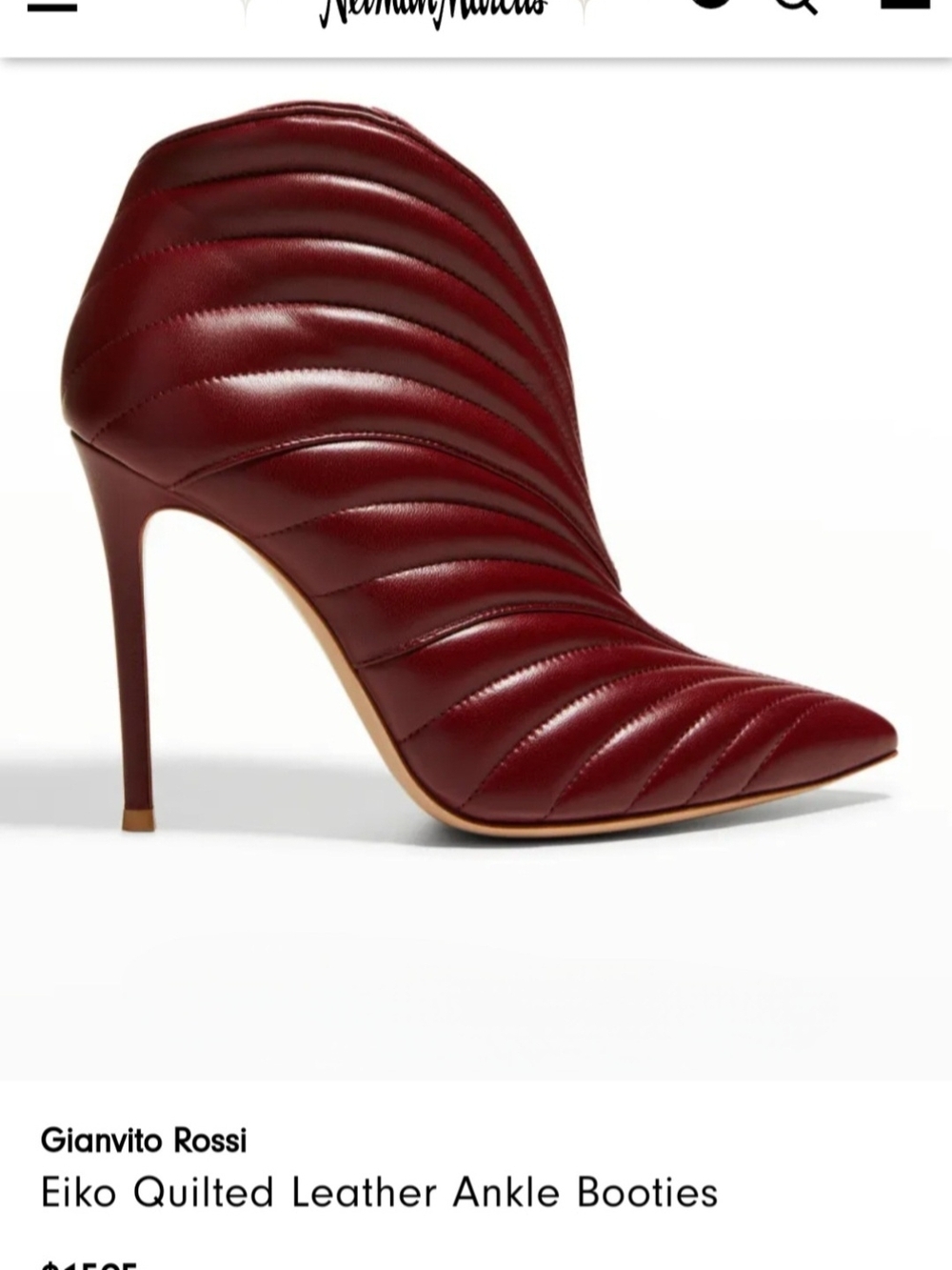 Gianvito Rossi Quilted Leather Pointed Ankle Booties in Burgundy